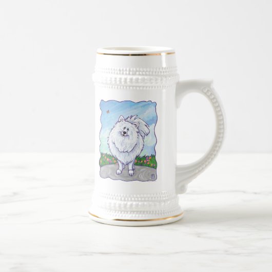 Witte pommeren Gifts & Accessoires Bierpul (Rechts)