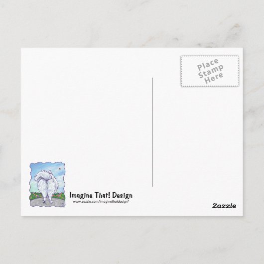 Witte pommeren Gifts & Accessoires Briefkaart (Achterkant)