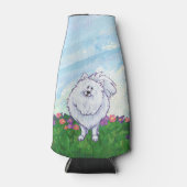 Witte pommeren Gifts & Accessoires Flesjeskoeler (Voorkant)