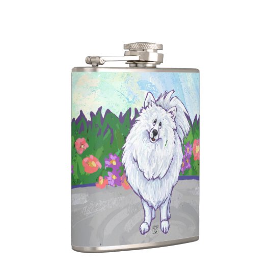 Witte pommeren Gifts & Accessoires Heupfles (Rechts)