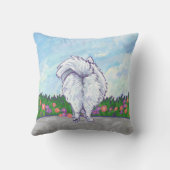 Witte pommeren Gifts & Accessoires Kussen (Achterkant)