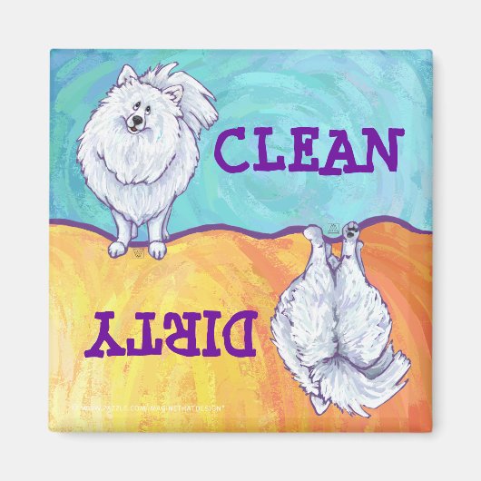 Witte pommeren Gifts & Accessoires Magneet (Voorkant)