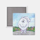 Witte pommeren Gifts & Accessoires Magneet (Voorkant / Achterkant)