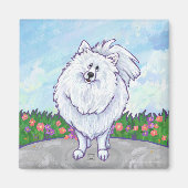 Witte pommeren Gifts & Accessoires Magneet (Voorkant)