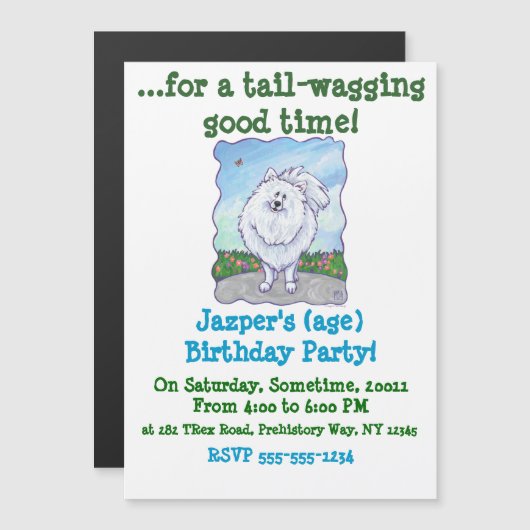 Witte pommeren Gifts & Accessoires Magnetische Uitnodiging (Voorkant / Achterkant)