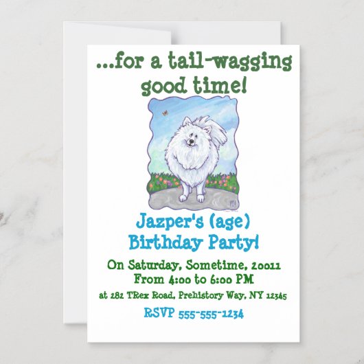 Witte pommeren Gifts & Accessoires Magnetische Uitnodiging (Voorkant)