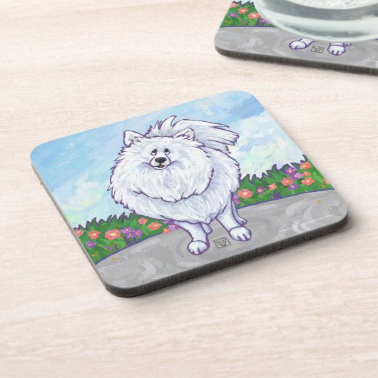 Witte pommeren Gifts & Accessoires Onderzetter (Linkerzijde)