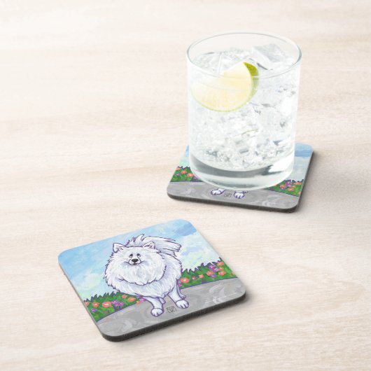 Witte pommeren Gifts & Accessoires Onderzetter (Rechterzijde)