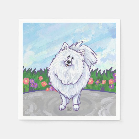 Witte pommeren Gifts & Accessoires Servet (Voorkant)