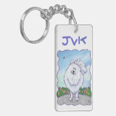 Witte pommeren Gifts & Accessoires Sleutelhanger (Voorkant Links)