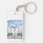 Witte pommeren Gifts & Accessoires Sleutelhanger (achterkant)