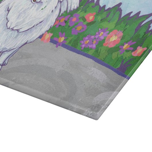 Witte pommeren Gifts & Accessoires Snijplank (Hoek)