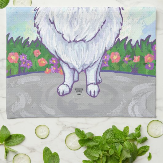 Witte pommeren Gifts & Accessoires Theedoek (Gevouwen)