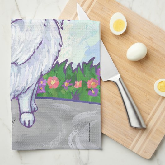 Witte pommeren Gifts & Accessoires Theedoek (Quarter Fold)