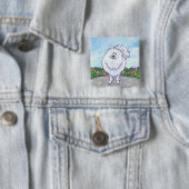 Witte pommeren Gifts & Accessoires Vierkante Button 5,1 Cm (In situ)