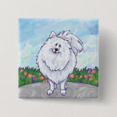 Witte pommeren Gifts & Accessoires Vierkante Button 5,1 Cm (Voorkant)