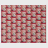 Witte pommeren hond bloemen   cadeaupapier (Vlak)