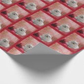 Witte pommeren hond bloemen   cadeaupapier (Hoek)