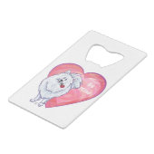 Witte Pommeren Valentijnsdag Creditkaart Flessenopener (Achterkant Gekanteld)