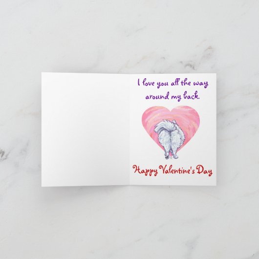 Witte Pommeren Valentijnsdag Feestdagen Kaart (Binnen)