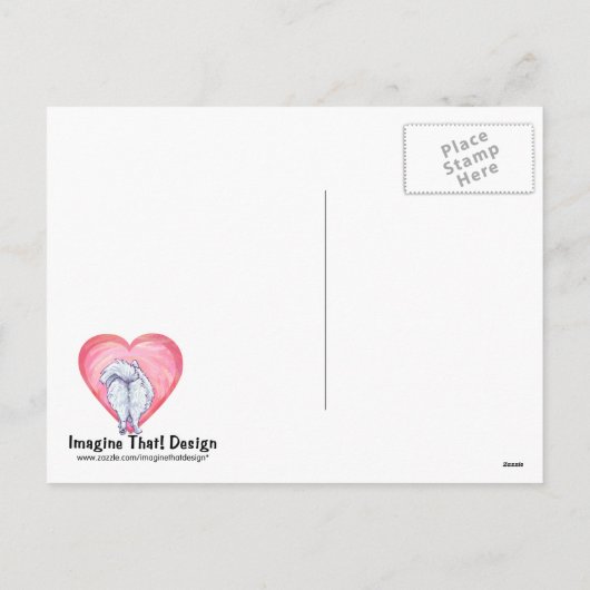 Witte Pommeren Valentijnsdag Feestdagenkaart (Achterkant)