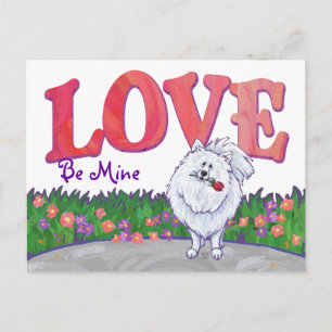 Witte Pommeren Valentijnsdag Feestdagenkaart