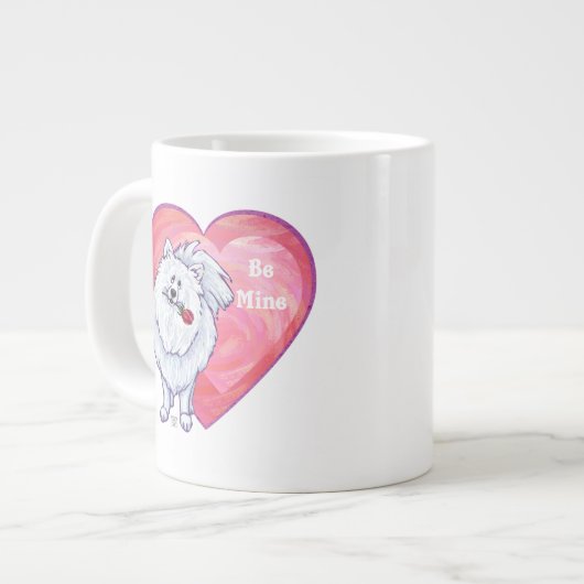 Witte Pommeren Valentijnsdag Grote Koffiekop (Links)