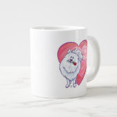 Witte Pommeren Valentijnsdag Grote Koffiekop (Voorkant rechts)