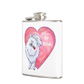 Witte Pommeren Valentijnsdag Heupfles (Links)