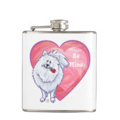 Witte Pommeren Valentijnsdag Heupfles (Voorkant)