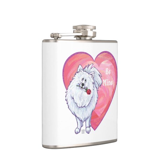 Witte Pommeren Valentijnsdag Heupfles (Rechts)