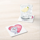 Witte Pommeren Valentijnsdag Kartonnen Onderzetters (Insitu)