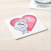 Witte Pommeren Valentijnsdag Kartonnen Onderzetters (Schuin)