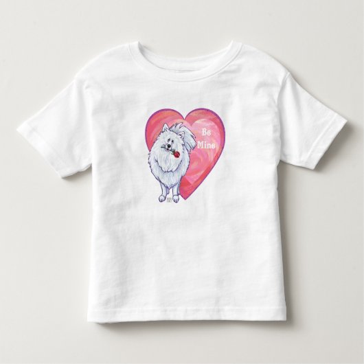 Witte Pommeren Valentijnsdag Kinder Shirts (Voorkant)