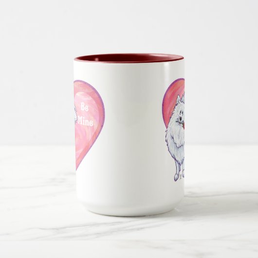 Witte Pommeren Valentijnsdag Mok (Midden)