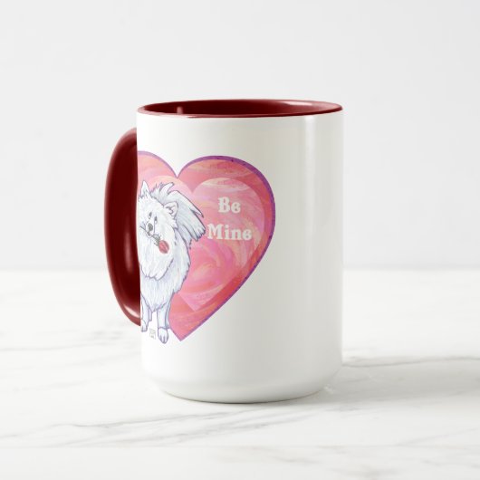Witte Pommeren Valentijnsdag Mok (Voorkant links)