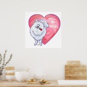 Witte Pommeren Valentijnsdag Poster (Keuken)