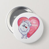 Witte Pommeren Valentijnsdag Ronde Button 7,6 Cm (Voorkant /achterkant)