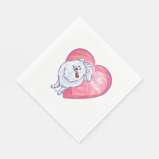 Witte Pommeren Valentijnsdag Servetten (Hoek)