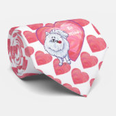 Witte Pommeren Valentijnsdag Stropdas (Opgerold)