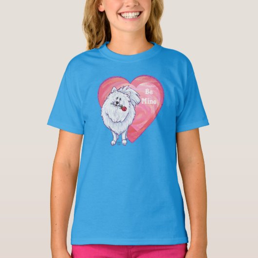 Witte Pommeren Valentijnsdag T-shirt (Voorkant)