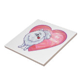 Witte Pommeren Valentijnsdag Tegeltje (Zijkant)