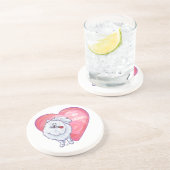 Witte Pommeren Valentijnsdag Zandsteen Onderzetter (Zijkant)