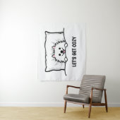 Witte pommerse hond Laten we Cozy Cute Pom halen Wandkleed (In situ)
