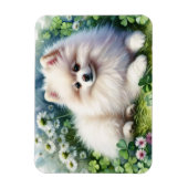 Witte Pommerse Hondenklaver Waterverf Flexibel Magneet (Verticaal)