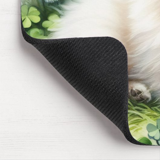 Witte Pommerse Hondenklaverveld Waterverf Muismat (Hoek)