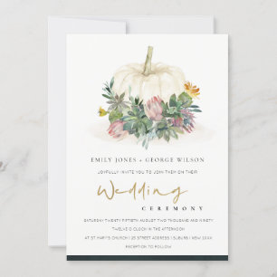 WITTE POMPKIN SUCCULENT FAUNA WEDDING INVITE BEDANKKAART