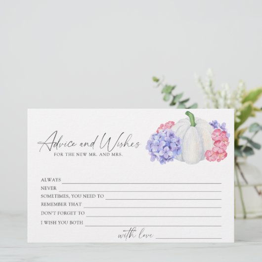 Witte pompoen - advies en wensen vrijgezellenfeest briefpapier (Staand voorkant)