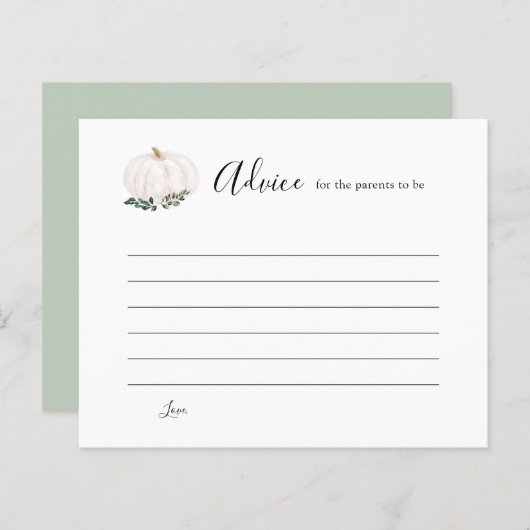 Witte Pompoen Baby Advies Voor De Aankomende Ouder (Voorkant / Achterkant)