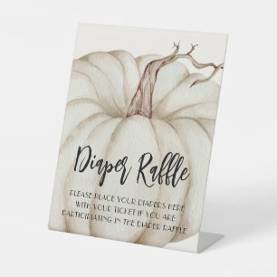 Witte Pompoen Baby shower Luier Raffle Reclamebord Met Voetstuk
